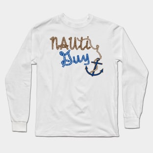 Nauti Guy Mens Boater design Long Sleeve T-Shirt